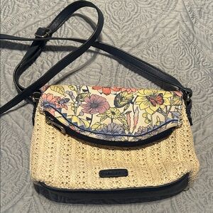 Sakroots Floral Beige and Black Crossbody Bag